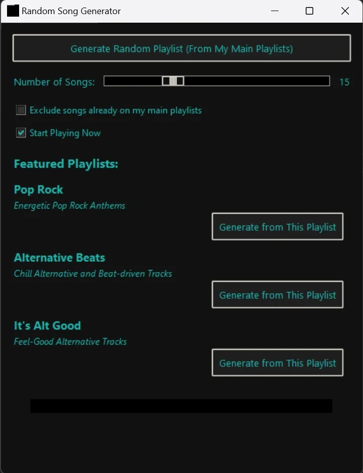 Spotify Randomizer application window